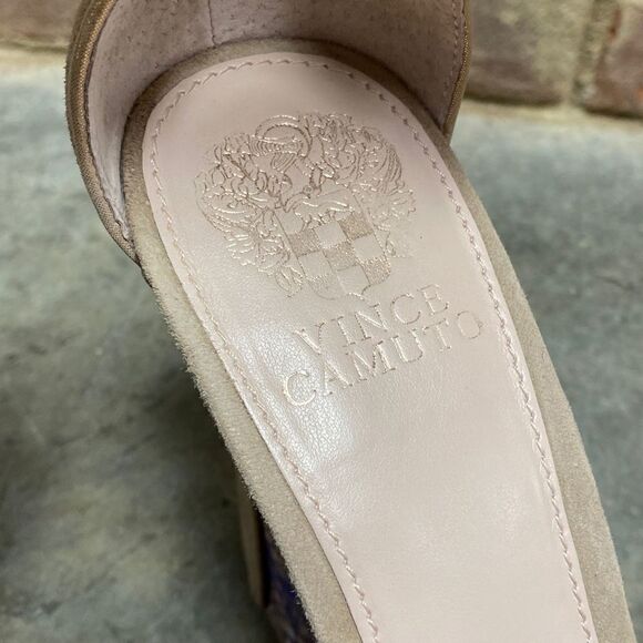 Vince Camuto Nedra Snakeskin Nude Suede Platform Heel Size 8 - Picture 8 of 9